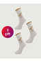 Combed Cotton Ribbon Glitter Patterned Socks
