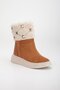 Women's Flat Heeled Boots Tan Suede Fur Troklu - 4