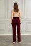 Enter Women's Burgundy Loose Fit Striped High Waist Lycra Tightening Pants - 8