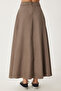 Suede Flared Skirt with Jacquard Pockets - Mink Lrg0015 - 6
