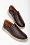 Genuine Leather Orthopedic Men's Casual Shoes Brown Laceless Flat Sole