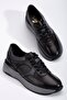 Genuine Leather Orthopedic Men's Casual Shoes Black Thick Sole Bonded