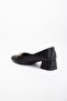 Large Size Skin Stone Accessory Black Women's Low Heeled Shoes - 5