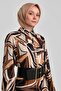 Printed Dress with Piping Detail 24Y9853 Brown