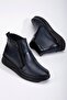 Genuine Leather Orthopedic Women's Boots Navy Blue 2 Zippered Padded Sole