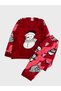 Girl's Red Snowman Print Fleece Winter Long Sleeve Pajamas Set - 2