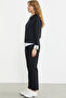 Half Zipper Tracksuit Set with Detailed Parts - Black - 6