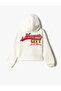 Crop Hooded Sweatshirt Back Printed Raised Long Sleeve - 2
