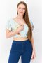 Women V-Neck Flutter Sleeves Floral Print Crop Top, Multicolor