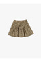Floral Flannel Skirt Pleated Elastic Waist Cotton