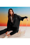 Ametis Women's Fleece Inside Embroidery Text Detailed Organic Cotton Oversize Hooded Black Sweatshirt - 2