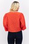 Women Tie Neck Long Sleeve Allover Print Top, Red - 3