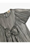 Bow Shiny Dress Round Neck Short Sleeve - 3