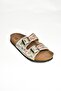 S777528302 Beige Suede Women's Slippers - Stone Detailed - 6