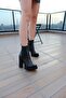 Women's Leather Boots Platform Black - 2