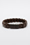 Men's Genuine Leather Bracelet - Brown, Interlocking, Handmade - 3