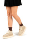Women's Mini Suede Sheepskin Thick Sole Lace up Boots - 4