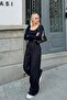 Black Double Buttoned Pleated Women's Palazzo Linen Trousers - 3