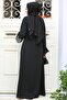 Bead Embroidered Black Hijab Abaya 520090 S - 3