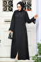 Bead Embroidered Black Hijab Abaya 520090 S