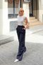 Black Striped Pleated High Waist Women's Palazzo Trousers - 3