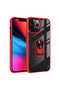 غطاء خلفي شفاف متوافق مع هاتف iPhone 13 Pro مع حلقة حماية - أحمر - T18830 - 2
