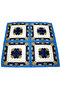 وشاح أزرق ساتان منقوش بالزهور متعدد القطع - 90x90 - 2