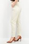 Women Mom Fit Plain Stretchable Jeans, Beige - 4