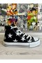 Star Printed Black Unisex High Top Linen Sneakers Sneakers