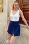 Navy Blue Double Breasted High Waist Women's Shorts Mini Skirt