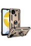 Realme C21 Case with Camera Protruding Stand Ring Magnet Armor Cover Vega - Gold