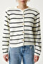 Gold Button Striped Knitwear Cardigan Bone Black Lpf0003 - 5