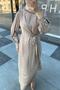 Beige Patterned Self Dress - 6