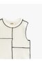 Crop Tank Top with Ornamental Stitching and Blocks - 4