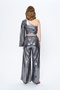 Shiny Metallic Wide Leg Pants Silver - 5