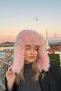 Luxury Women's Pink Long Furry Faux Fur Plush Furry Pilot Hat - 4