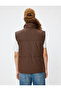 Zippered Stand Collar Buttoned Pocket Detailed Quilted Puffer Vest - 4