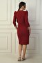 Women's Double-Breasted Collar Shiny Stone Striped Front Tassled Sleeves Belted Waist Midi Dress - 4