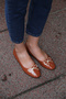Alora Patent Leather Ballerinas - Bow Detailed, Brown