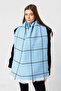 Square patterned scarf shoulder shawl 70x180 cm 1210 blue - 4