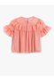 Tulle Crew Neck T-Shirt with Puffy Ruffle Sleeves - 2