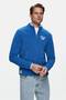 Cornıng Blue Half Zipper Embroidered Fleece Stand Collar Standard Fit Men's Sweatshirt