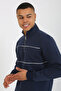 5720 Comfortable Shardooned Three-Yarn Half-Zip Piece Relax Fit Sweatshirt - 7