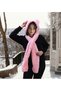 Hooded Welsoft Plush Beanie - Scarf - Fleece Neck Collar Shawl - Windproof Earflap Hat - 4