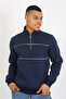 5720 Comfortable Shardooned Three-Yarn Half-Zip Piece Relax Fit Sweatshirt - 3