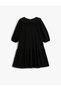 Dress Wide Baby Collar Balloon Sleeves Layered Ruffles - 2