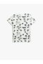 Crew Neck T-Shirt Printed Short Sleeve Cotton - 2