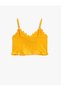 Textured Strappy Crop Top with Frilled Flower Clipping Detail - 2