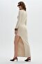 Ecru Slit Long Knitwear Dress - 5