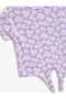 Floral T-Shirt with Front Tie Detail, Short Sleeve, Round Neck - 4